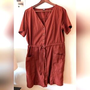 Old Navy Utility Garment-Dye Mini Dress M Copper Moon